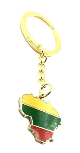 SNS Components Porte-clés Lituanie Lituanie UE Baltique Europe Baltique Or Drapeau Pays Métal émaillé, multicolore, taille unique