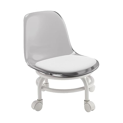 rockible Taburete Rodante Bajo, Taburete Rodante Giratorio de 360 Grados Y Respaldo, Mini Taburete Móvil, Taburete Giratorio para Limpieza, Tienda, Gris, Individual
