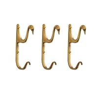 Heimvita Brass Swan Wall Hook,Vintage Double Coat Hook for Hanging Hats, Towels, Bags, Decorative Swan-Shaped Design, Brushed Brass,Wall-Mounted Entryway, Bathroom Hangers (Gold-3pcs)