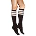 AJs Classic Triple Stripes Retro Knee High Tube Socks - Black, White, Sock size 11-13, Shoe Size 5 and up