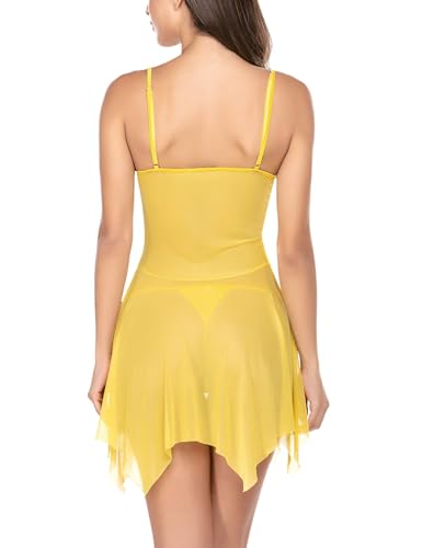 Image of SSoShHub SoShHub Women Babydoll Nightwear Swimwear Beachwear Sheer Honeymoon Lingerie with Panty Set Chrismas Bikini Girlfriend Wife New Year Babydoll Valentine Festival Bikini, Free Size