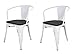 La Chaise Espagnole - Lot de 2 Chaises de style Tolix avec dossier, accoudoirs et siège en bois, Blanc, 73x53,5x52