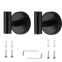 2 PCS Bathroom Towel Hook, Screw in Metal Coat Robe Hooks Matte Back Door Hooks Heavy Duty Wall Door Hanger for Bathroom Sus 304 Stainless Steel Towel Robe Clothes Closet Sponges Holder