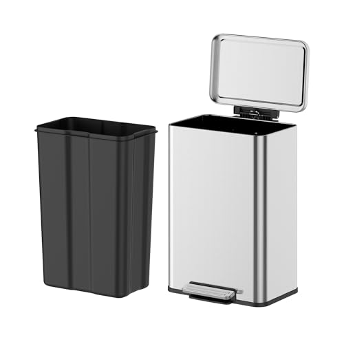 Caneca de basura de acero inoxidable 13.2 gal/50 L con tapa suave y pedal