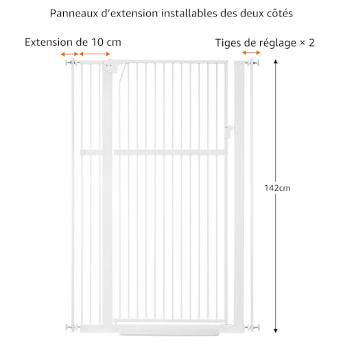 Barrière pour chat extra haute unipaws structure robuste en métal blanc