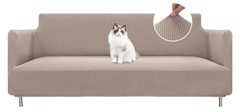 BellaHills Funda Sofa 3 Plazas,Fundas de Sofa Ajustables,Protector Sofa Gatos Arañazo Y Perros Mascotas,Antideslizante Antimanchas Lavable,Caqui