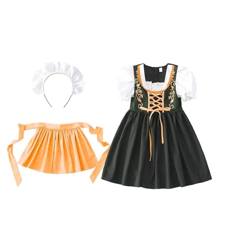 Traditional Oktoberfest Outfit Dress for Girls Kids Teens German Ethnic Dirndl Dress with Apron Halloween Outfits3