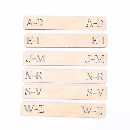 Générique - Séparateurs Alphabétiques en Bois pour Étagère – Jeux de 6, 13 ou 26 Diviseurs en Contreplaqué de Bouleau – Organise Livres, CD, DVD et Vinyles (Set Of 6)
