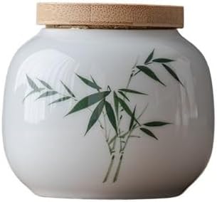 SONGCHAO Sugar Jar White Porcelain Hand-Painted Persimmon Four Gentlemen Small Jar Ceramic Tea Can Underglaze Color Storage Sealed Tea Canister(D)