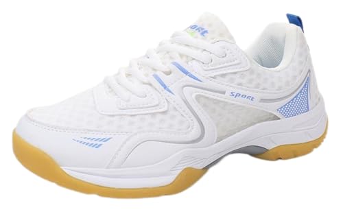 FUNCOS Men's Wide Feet Non-Slip Tennis Shoes Lightweight Mesh All-Court Sneakers for Badminton Racquetball White 11