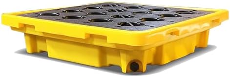 Stackable Spill Containment Platform - Leakproof Polyethylene Pallet with Anti-Slip Grating for Outdoor Kitchen & Garage - Durable Paint Bucket Tray (28.35"x28.35"x6.30")