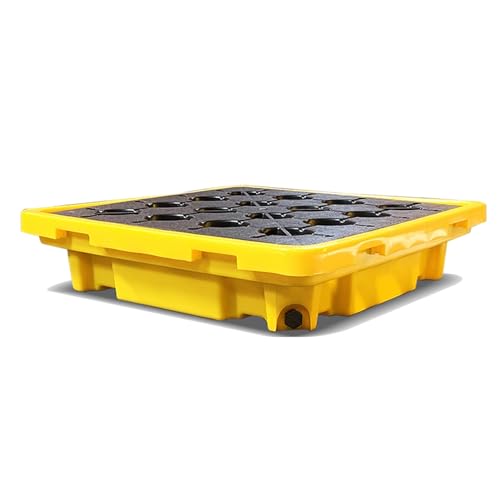 QUSYZD Stackable Leakproof Spill Containment Platform - Durable Polyethylene Pallet with Anti-Slip Grating for Outdoor Kitchen, Garage, Ideal for Paint Buckets,26.38x26.38x5.91in/67x67x15CM