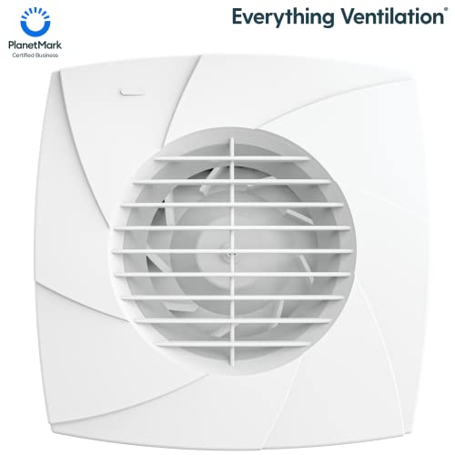 Everything Ventilation IPX2 Bathroom Extractor Fan with Backdraft Shutters & Adjustable Electronic Timer, White, 100mm - Image 3