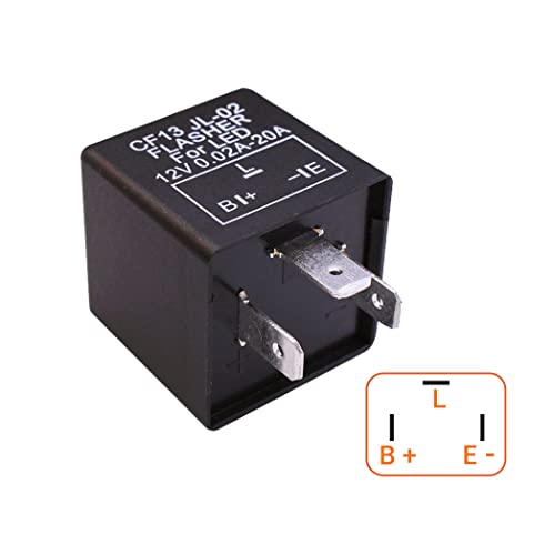 CF-13 CF13 JL-02 EP34 3 Pin LED Electronic Flasher Relay Fixes Car Turn Signal and Hazard Warn Hyper Blink Flash or No Flashing - Premium CF13 JL-02 EP34 Part by MQparts, Black (CF13 JL02)