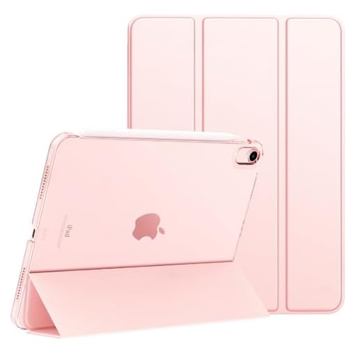 MoKo Skyddsfodral för iPad Air 4:e generationen, 2020, smal, lätt, med stativfunktion, med transparent, matt baksida, automatisk uppvakning/viloläge, rött guld