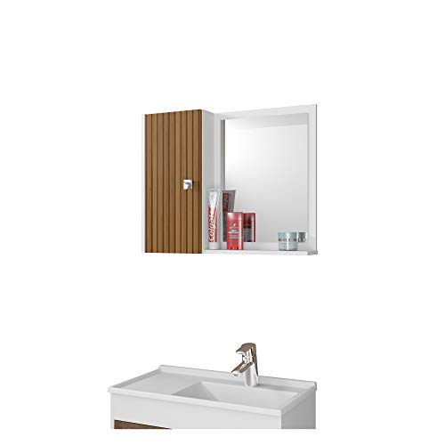 Espelheira Gênova Branco Ripado BECHARA FURNITURE Marrom