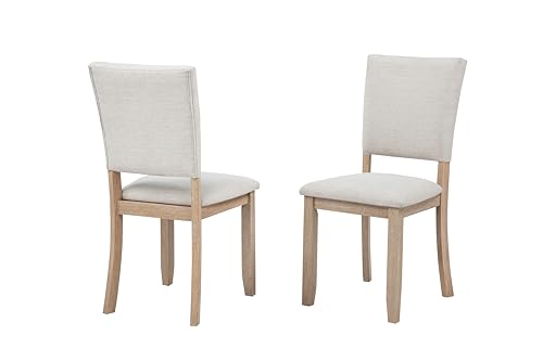 Best Master Furniture Camden Upholstered Dining Chairs Set of 2 Modern Scandinavian Style for Kitchen or Dining Room with Comfortable Padded Seats and Rubberwood Frame, Beige/Light Oak