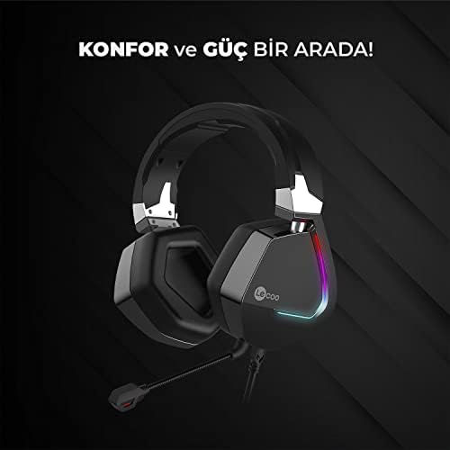 Lecoo HT402 Kablolu 3.5mm Jack + USB Kulak Üstü RGB LED Aydınlatmalı Oyuncu Kulaklığı - Ayarlanabilir Kafa Bandı, Çıkartılabilir Mikrofon, Konforlu Kulak Yastıkları, 1.8m Kablo, Gaming Kulaklık Siyah - Görsel 2