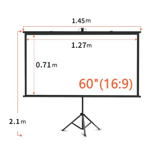 Pantalla para proyector con soporte, pantalla móvil con bolsa para transporte, pantalla HD para cine en casa, diseño colgante para proyección en interiores y exteriores (60" (16:9)) miniatura 7