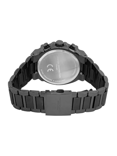 Image of French Connection Astro Multifunction Black Round Dial Stainless Steel Strap | Casual | Premium | See Through Feature | Sunray Feature Wrist Watch for Men - FCH18BM