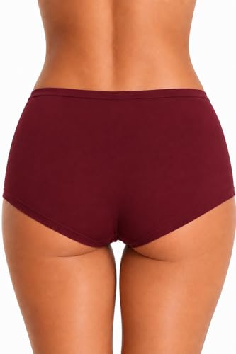 Image of Womens High Coverage Super Soft Elastane Stretch Mid Waist Boy Shorts Panties