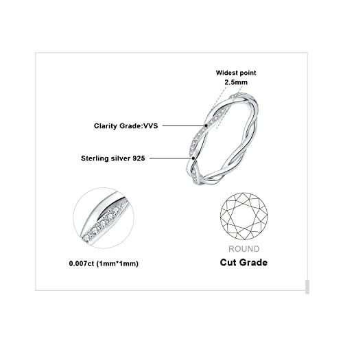 JewelryPalace Love Rope Infinity Cubic Zirconia Wedding Band for Women, Twisted 14K White Yellow Rose Gold 925 Sterling Silver Promise Ring for Her, Wave Simulated Diamond Anniversary Stackable Rings2