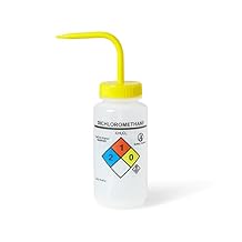 United ScientificTM UniSafeTM Laboratory Grade Wide Mouth LDPE Vented Chemical Wash Bottle, Dichloromethane, 500mL 16oz, 4-Color, Pack of 6