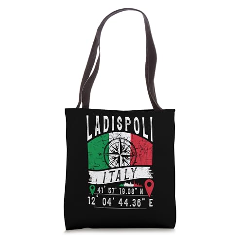 Ladispoli Italy Flag Italia GPS Coordinates Tote Bag miniatura 1
