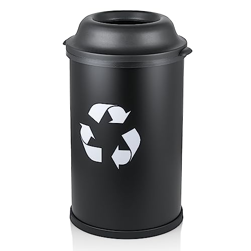 MoNiBloom 13-Gallon Trash Can for Kitchen Bathroom Bedroom Living Room Home Office Dorm Round Fingerprint-Proof Garbage Container Bin with Open-Top for Recycling Black 50-Liter -  A47-TB-005-BK