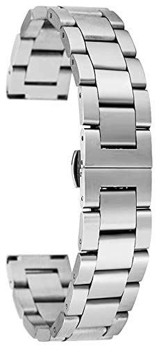 Bracelet de montre en acier inoxydable argent avec boucle solide pour montre homme et femme