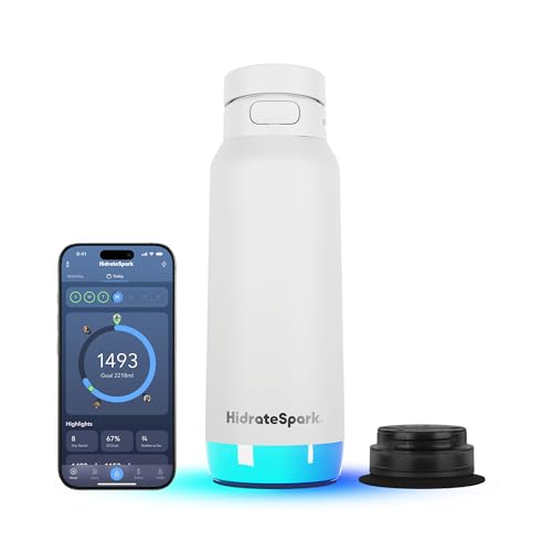 Hidrate Spark PRO 2 – Smart Hydration Bottle with Drink Reminders & Water Tracking, 946ml Stainless Steel – Syncs with Apple Health, Fitbit, Smart Rings & Smart Watches - Straw Lid - White