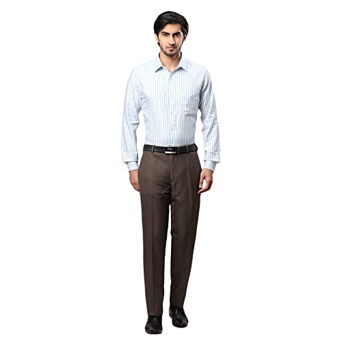 Image of Raymond Men's Polyviscose Blend Structure Pattern Slim Fit Flat Front Formal Trouser