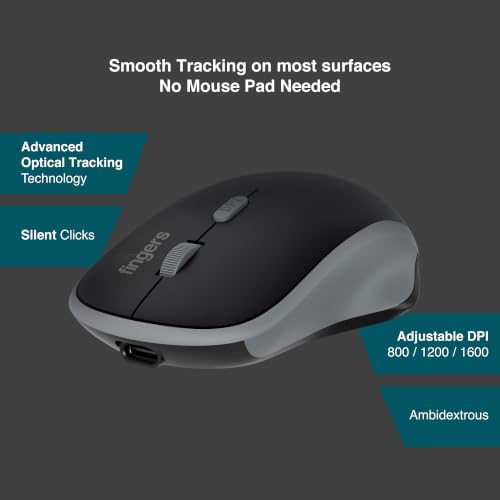 Image of FINGERS MiniClicks Duo D7 - Wireless Bluetooth Keyboard Mouse Combo (Rechargeable & BT | 75% Compact - 78 Keys | X-Scissor Keys | 18-Day Backup | Windows, macOS, Linux, ChromeOS) (Rick Black) | 75% compact 78-key layout saves desk space while keeping essential keys for smooth everyday work and travel use