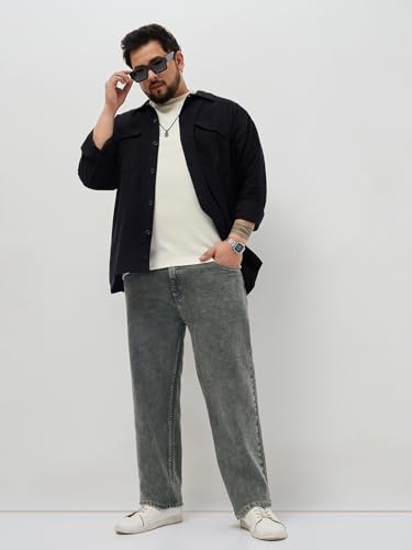 Image of Urbano Plus Men's Regular Fit Heavy Washed Denim Jeans Stretchable