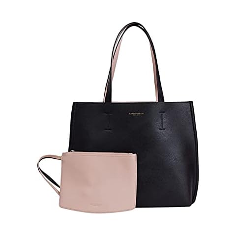 Campo Marzio Mothers Day Gifts Laptop Tote Bag Leather Shoulder Bag for Women Reversable two in one Tote Bag with Zipped Clutch Bag Premium Italian Designer Black Cover