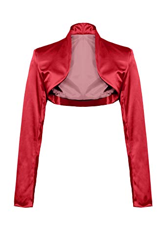 GIOVANI & RICCHI Eleganter Langarm Satin Bolero Jacke 34 36 38 40 42 44 in Mehreren Farben