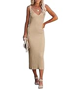 Amazon.com: Lacozy Women's 2025 Sexy Bodycon Midi Dress V-Neck