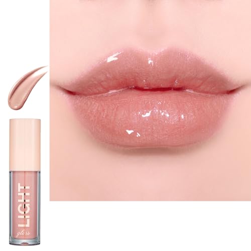 Plumping Lip Gloss Nude, Moisturizing Glossy Lip Oil Tinted, Glitter Shine Liquid Lipstick, Hydrating Lip Balm Clear Lipgloss Makeup, Fragrant Lip Oil Moisturizer Lipgloss Plumper for Girls & Women