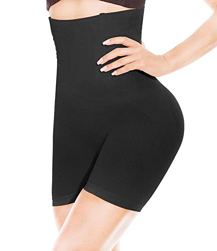 HONFAY Mujer Fajas Reductoras Body Shaper Bragas Cintura Alta Corsé Adelgazantes de Invisible Cinturón Formación Ropa Interior Pantalones Cortos (Negro, M)