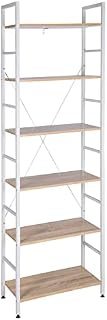 WOLTU Shelf Unit Shelving Storage 6 Tiers Shelves Bookcase Garage Shed Storage Rack Wooden White and Light Oak RGB9307whe