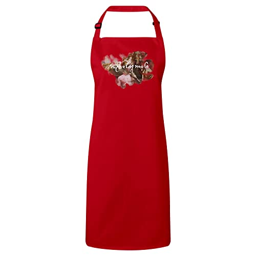 Tablier Michelange Rouge en coton premium avec chef-d'œuvre de la Renaissance