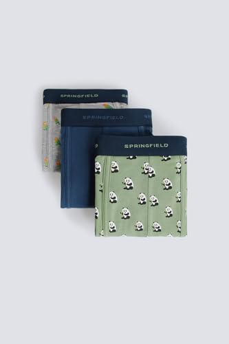 Calzoncillos boxers Springfield hombre pack de 3 boxer briefs de algodón con estampados originales 3
