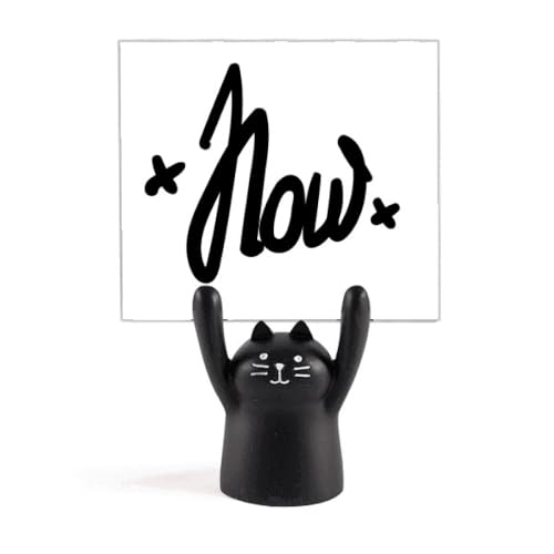 Support de mémo chat noir rigolo, porte-note de bureau et pince message