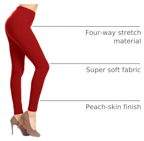 Image of Leggings Depot Women's High Waist Leggings Soft 1 inch Waistband Solid Pants - Regular, Plus, 1X3X, 3X5X