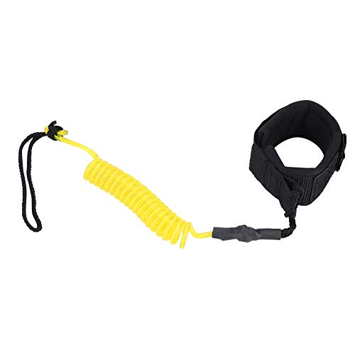 Surfboard Leash Straight Surf, Body Board Leash, Stand Up Paddle Board 5Mm Coiled Spring Leg Foot Rope Surfing Leash For Surfboard (Yellow)