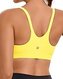 KIMTREE Longline Sports Bras for Women,U Back Padded Medium Support Wireless Yoga Workout Sports Bra with Removable Cups(WX2966_Yellow_L)