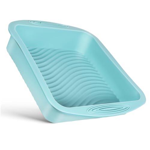GLEAVI Teglie in Silicone Cuocere Telaio Da Forno Torta Tata Vassoi Scatole Di Torte Bakeware Rettangolare Pane Abbrustolito Per Cottura Al Forno Piazza Multiplo Gel Di Silice Sky-blue