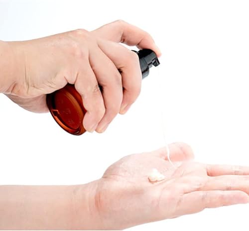 WinldMonmo Brown 30ml Frosted Glass Pump Bottles, Empty Refillable Cream Lotion Bottles, Toiletries Liquid Container, Travel Sample Bottles with Cap for Cosmetic Makeup