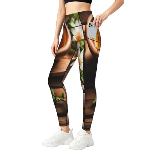 Pantalones de yoga para running fitness informales con estampado flores