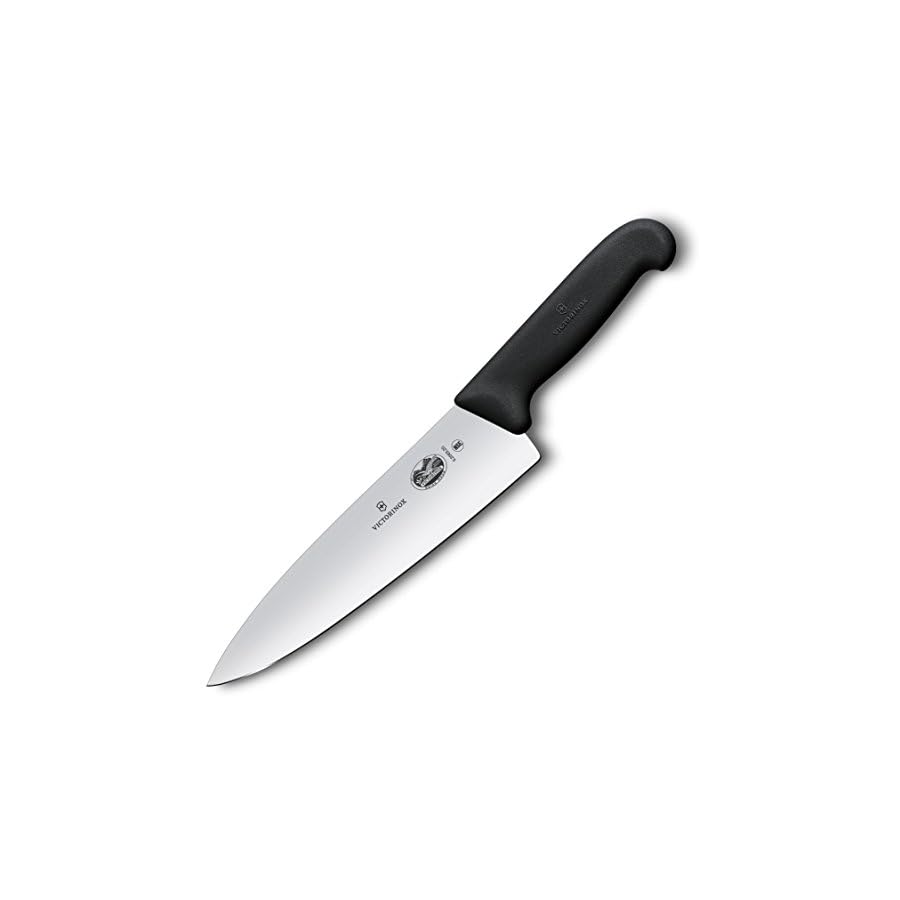 Victorinox-Fibrox-Pro-Chefs-Knife-8-Inch Victorinox Swiss Army 5.2063.20-X4 Fibrox Straight Chef's Knife Black 8 in